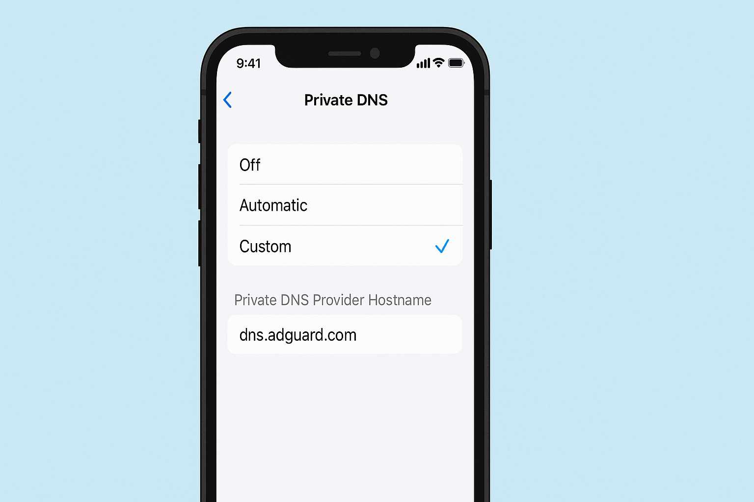 DNS AdGuard di iPhone